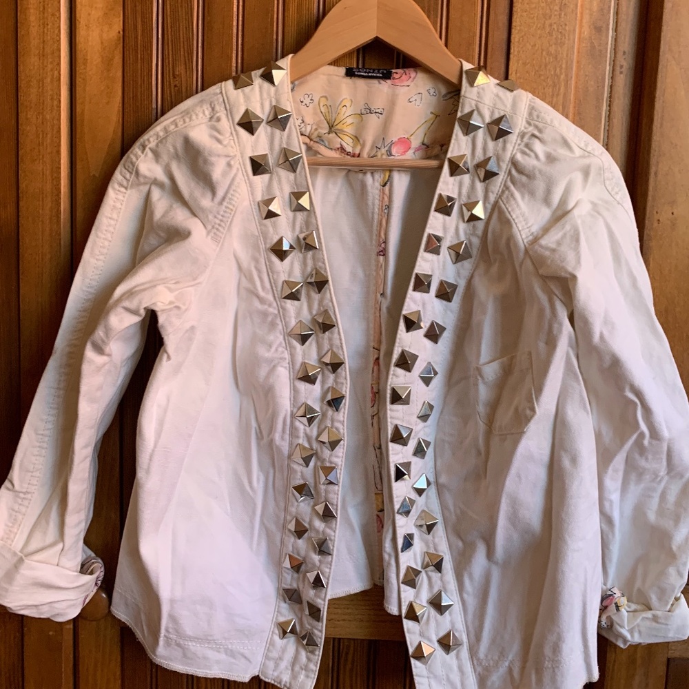 SONIA RYKIEL WHITE STUDDED JACKET SIZE MED